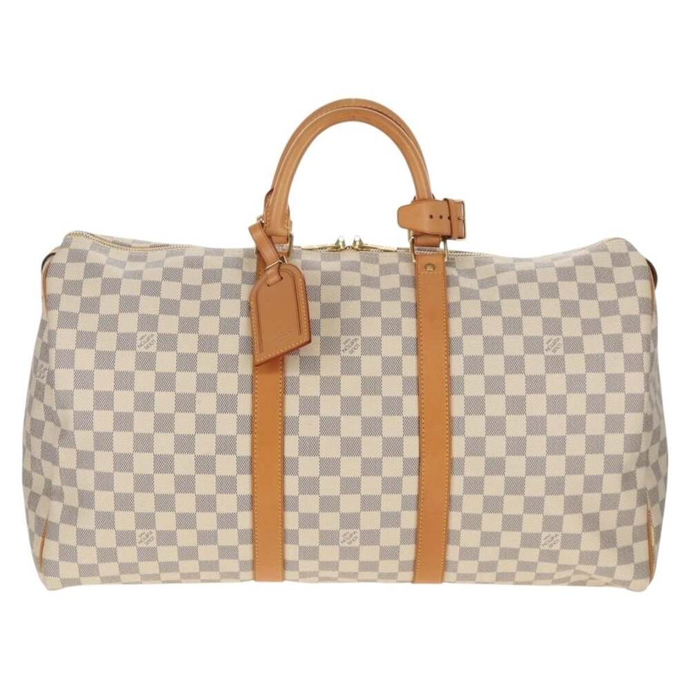 Louis Vuitton Damier Azur Keepall 50 Travel Bag White